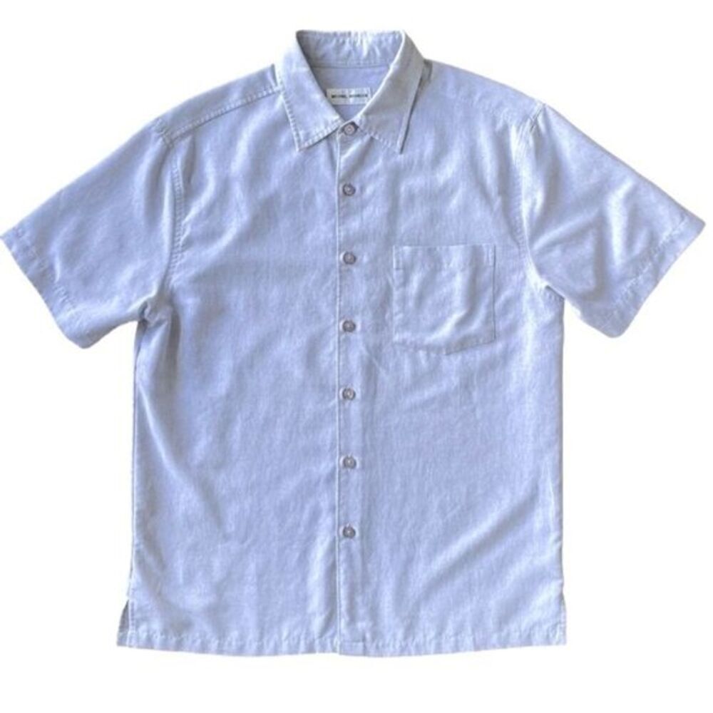 Michael Brandon Light Blue Collared Button Down Polyester Shirt Men’s Size M